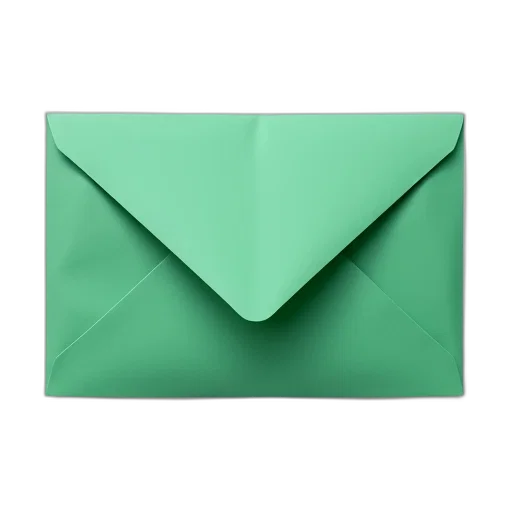 jewelry, crown, 3d render, photorealistic, green, envelope, flap, right transparent PNG cut-out