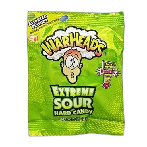 food, bright, green, package, warheads, extreme, sour, hard transparent PNG cut-out