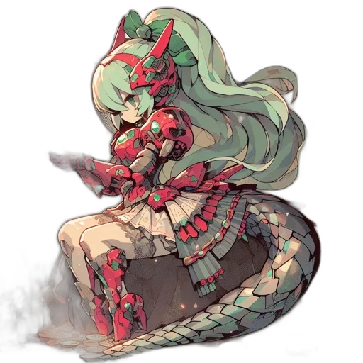 dress, weapon, dragon, staff, concept art, pixel art, anime, fantasy art transparent PNG cut-out
