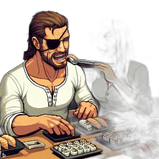 cyberpunk, concept art, comic book art, pixel art, two, animated, characters, one transparent PNG cut-out