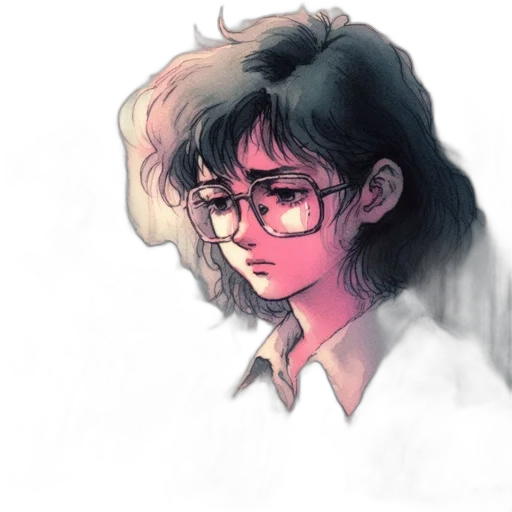 face, hair, creature, robot, watercolor, comic book art, concept art, anime transparent PNG cut-out