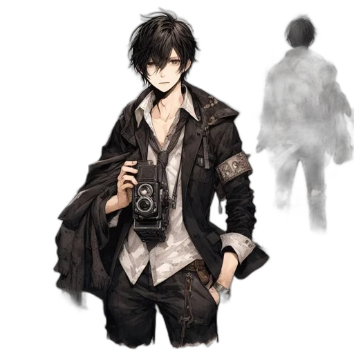 jacket, weapon, staff, mask, concept art, fantasy art, pixel art, photorealistic transparent PNG cut-out