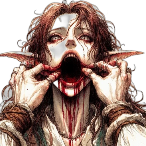 face, comic book art, concept art, fantasy art, photorealistic, red, emotive, illustration transparent PNG cut-out