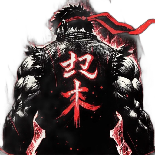 mask, concept art, comic book art, fantasy art, anime, red, muscular, figure transparent PNG cut-out