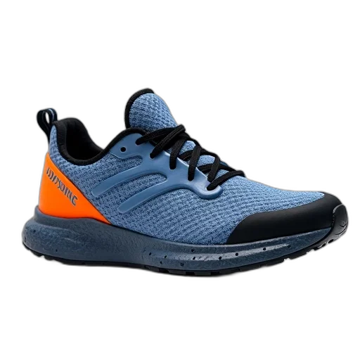 shoes, 3d render, blue, grey, sneaker, orange, accents, black transparent PNG cut-out