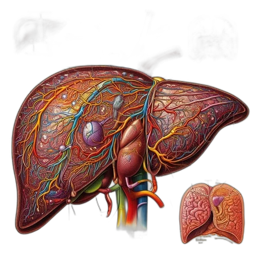 anatomical, illustration, human, liver, highlights, internal, structures, networks transparent PNG cut-out