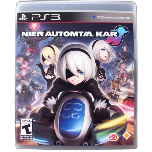3d render, cover, art, nier, automata, kar, ps3, shows transparent PNG cut-out