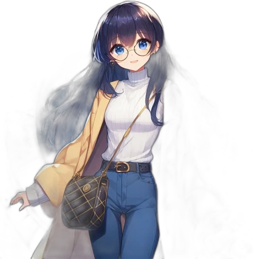 dress, jacket, staff, face, anime, watercolor, concept art, pixel art transparent PNG cut-out