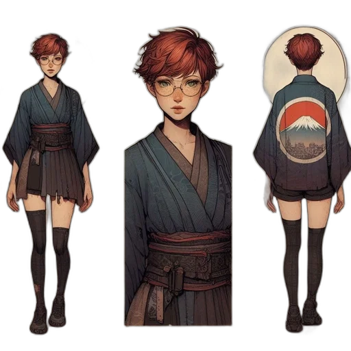 jacket, concept art, fantasy art, anime, pixel art, dark, red, earth tones transparent PNG cut-out