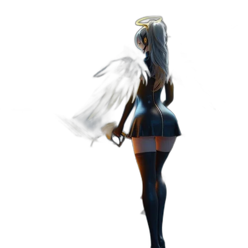 dress, staff, concept art, fantasy art, pixel art, 3d render, blue, dark transparent PNG cut-out