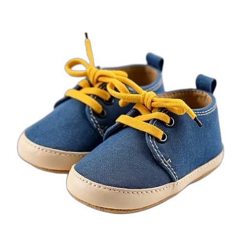 shoes, 3d render, photorealistic, blue, pair, baby, denim, upper transparent PNG cut-out