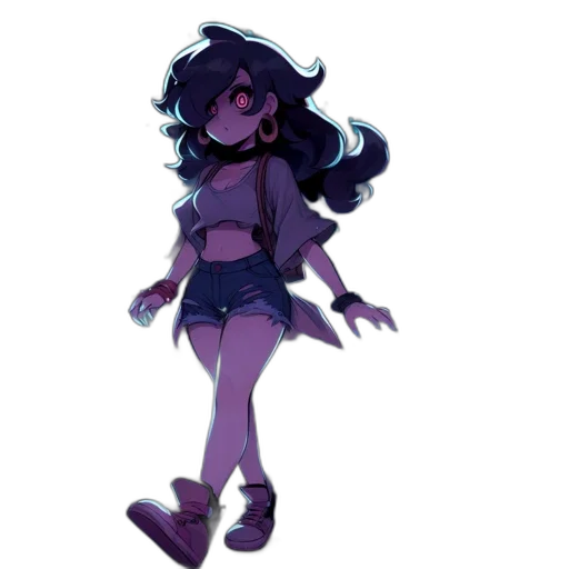 creature, staff, dress, hair, pixel art, concept art, vaporwave, anime transparent PNG cut-out