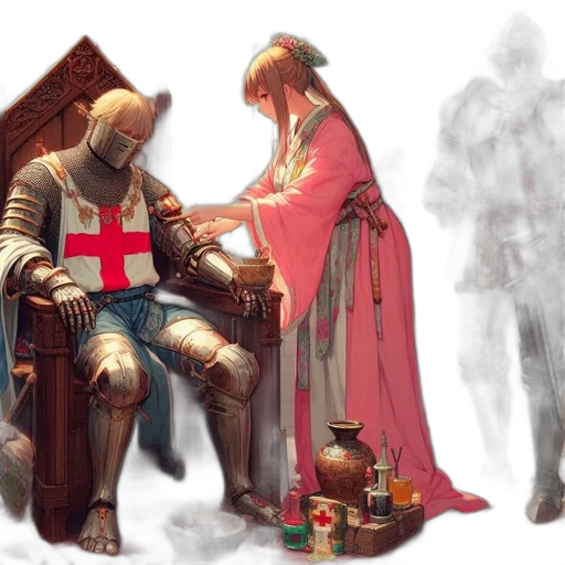 sword, concept art, inside, medieval, castle, female, attendant, pours transparent PNG cut-out