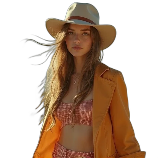 hat, jacket, dress, jewelry transparent PNG cut-out