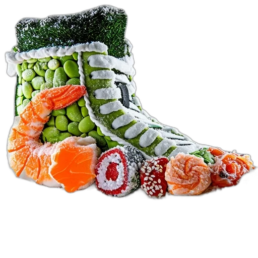 shoes, food, photorealistic, creatively, crafted, shoe, sculpted, various transparent PNG cut-out