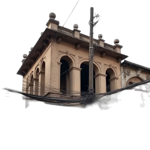 building, umbrella, staff, hair, 3d render, photorealistic, concept art, pixel art transparent PNG cut-out