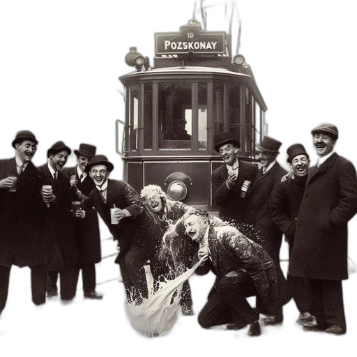 staff, hat, city street, circa, early, 20th-century, setting, group transparent PNG cut-out