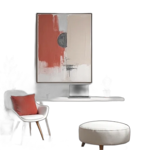 furniture, 3d render, concept art, photorealistic, red, monochrome, earth tones, colorful transparent PNG cut-out