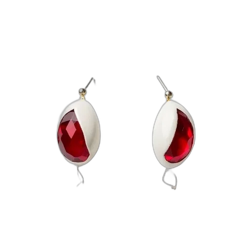 jewelry, white, earring, red, gemstone, displayed, against, background transparent PNG cut-out
