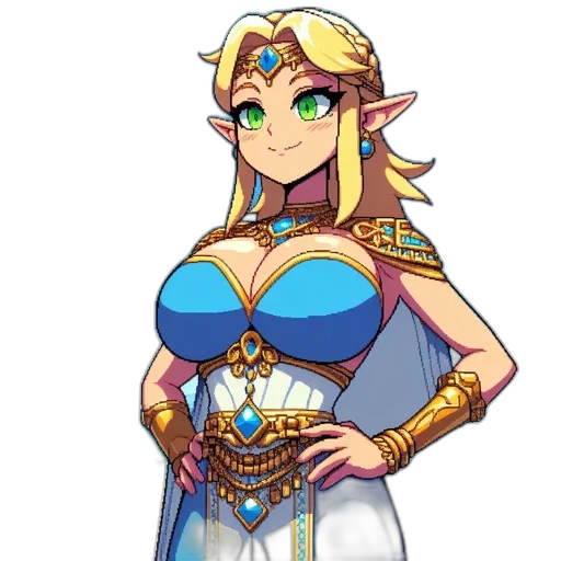 dress, crown, jewelry, staff, pixel art, fantasy art, concept art, anime transparent PNG cut-out