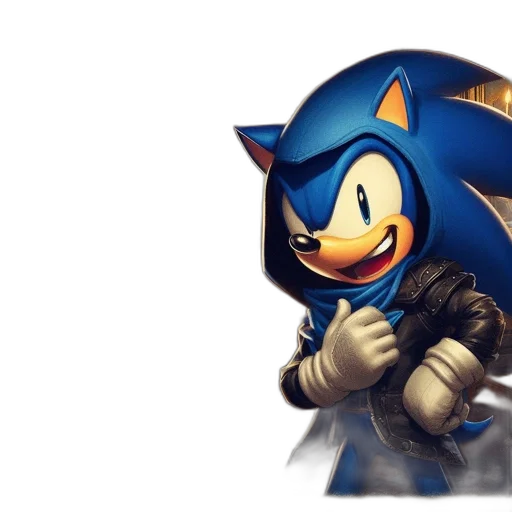 concept art, 3d render, pixel art, comic book art, blue, sonic-like, figure, stands transparent PNG cut-out