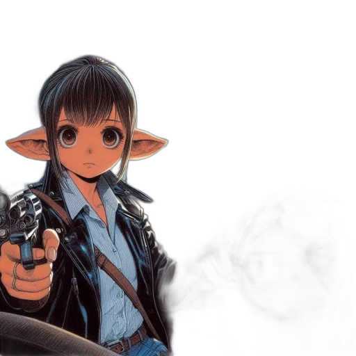 weapon, staff, jacket, face, concept art, anime, fantasy art, photorealistic transparent PNG cut-out