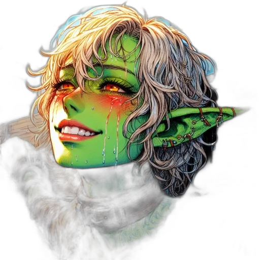 face, mask, fantasy art, concept art, photorealistic, watercolor, green, joyful transparent PNG cut-out