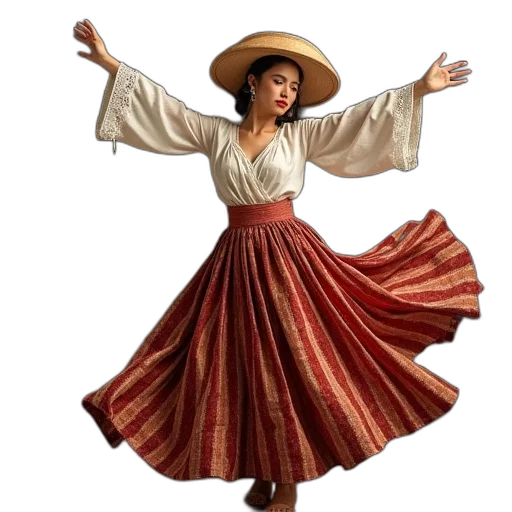 dress, hat, oil painting, photorealistic, woman, traditional, garb, dances transparent PNG cut-out