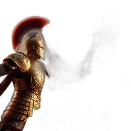 robot, sword, mask, staff, concept art, fantasy art, 3d render, photorealistic transparent PNG cut-out