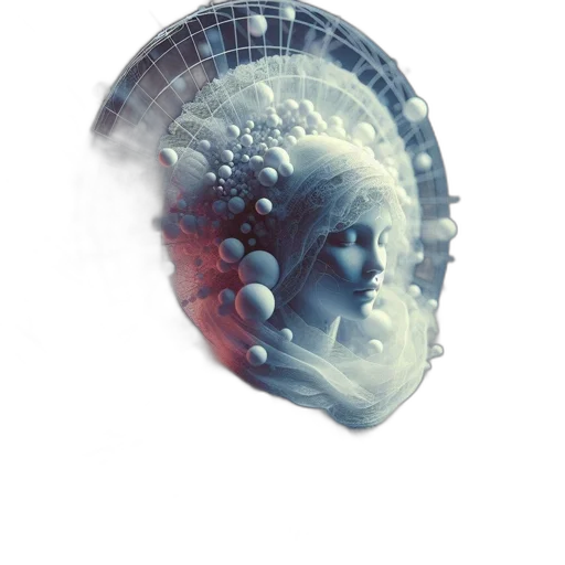 mask, face, robot, crown, concept art, cyberpunk, 3d render, photorealistic transparent PNG cut-out