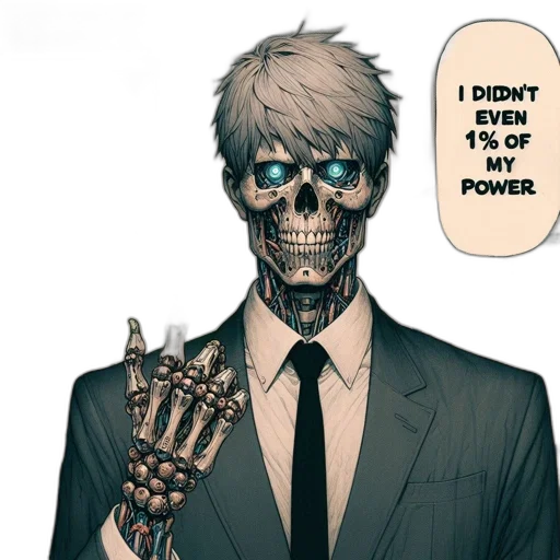 robot, comic book art, cyberpunk, concept art, anime, character, skeletal, face transparent PNG cut-out