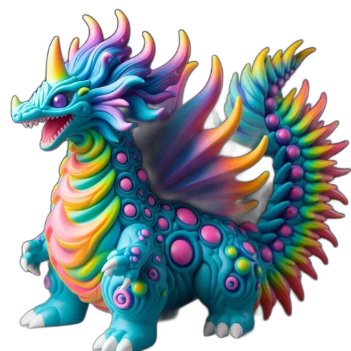dragon, creature, animal, staff, concept art, 3d render, vaporwave, fantasy art transparent PNG cut-out