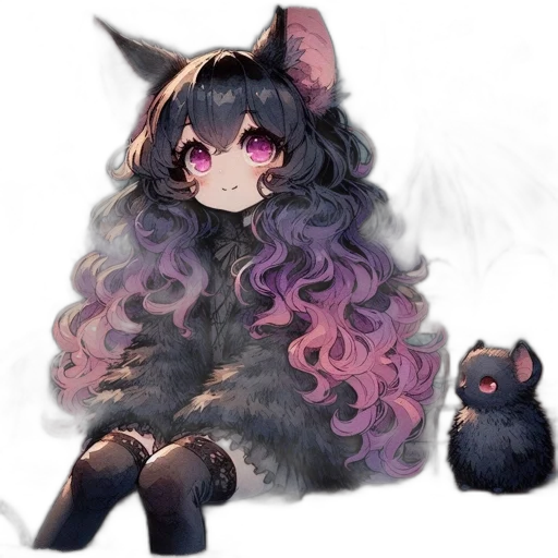creature, hair, animal, staff, pixel art, watercolor, fantasy art, concept art transparent PNG cut-out