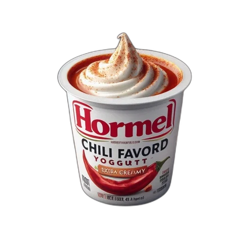 food, hat, 3d render, photorealistic, yogurt, brand, hormel, launches transparent PNG cut-out