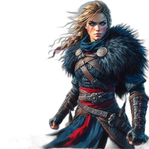 sword, dragon, fantasy art, concept art, comic book art, photorealistic, female, character transparent PNG cut-out
