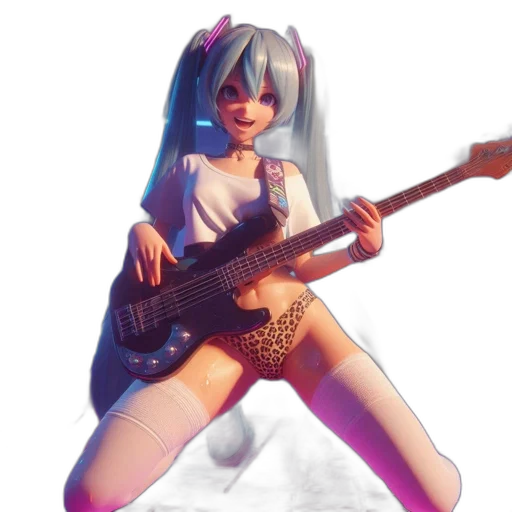 weapon, robot, dress, 3d render, vaporwave, concept art, anime, blue transparent PNG cut-out