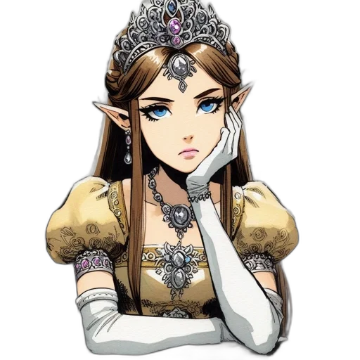 crown, jewelry, staff, dress, concept art, pixel art, fantasy art, watercolor transparent PNG cut-out