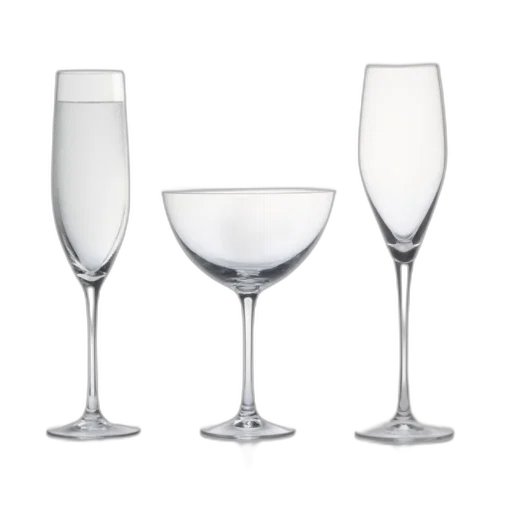 3d render, monochrome, set, three, wine, glasses, displayed, white transparent PNG cut-out