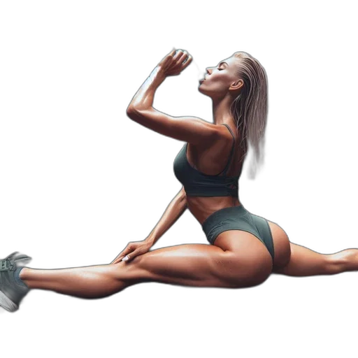 concept art, photorealistic, watercolor, 3d render, woman, sports, gear, sits transparent PNG cut-out