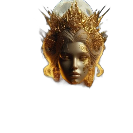 crown, jewelry, mask, face, fantasy art, 3d render, concept art, photorealistic transparent PNG cut-out