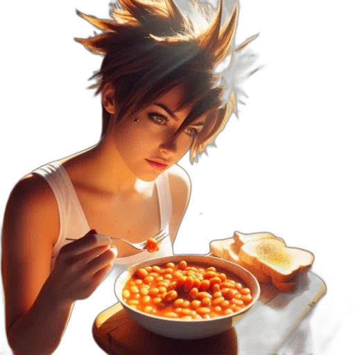 food, concept art, pixel art, photorealistic, comic book art, young, woman, spiky transparent PNG cut-out