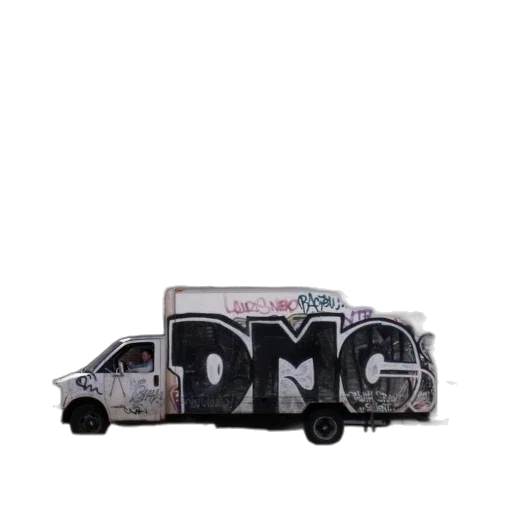 car, concept art, 3d render, photorealistic, white, truck, graffiti, parked transparent PNG cut-out