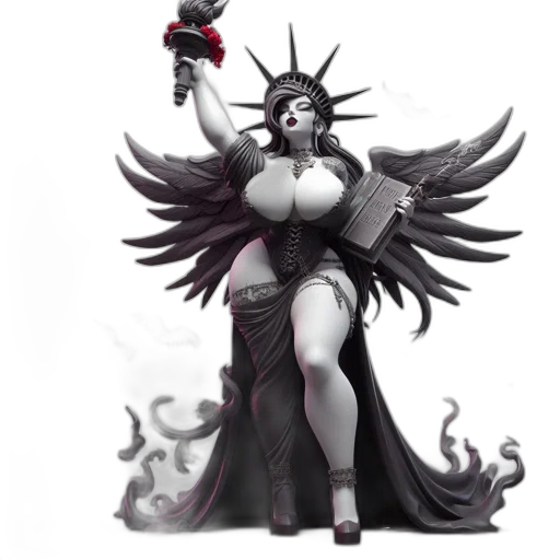 concept art, fantasy art, comic book art, 3d render, eerie, monochrome, rendition, statue transparent PNG cut-out