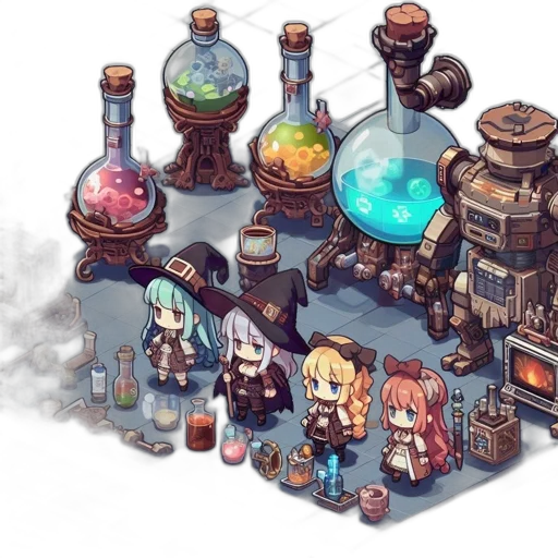 bottle, staff, furniture, pixel art, fantasy art, concept art, watercolor, underwater transparent PNG cut-out