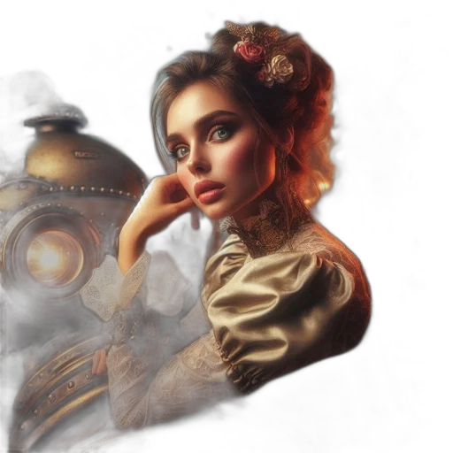 robot, dress, mask, face, fantasy art, photorealistic, concept art, oil painting transparent PNG cut-out