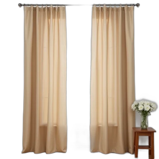 earth tones, beige, curtain, simple, design, hanging, front, window transparent PNG cut-out