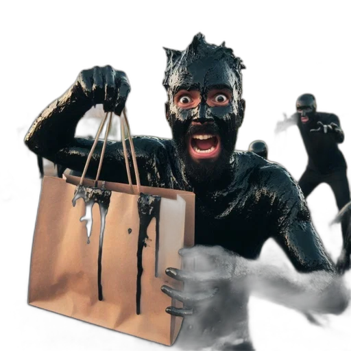 mask, creature, animal, concept art, man, black, substance, possibly transparent PNG cut-out