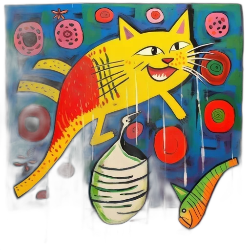 animal, concept art, large, yellow, playful, cat, jumps, over transparent PNG cut-out