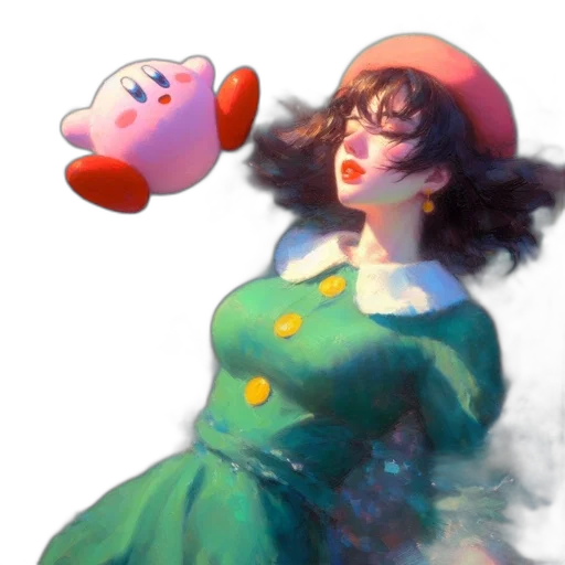 dress, creature, hat, face, concept art, watercolor, pixel art, vaporwave transparent PNG cut-out
