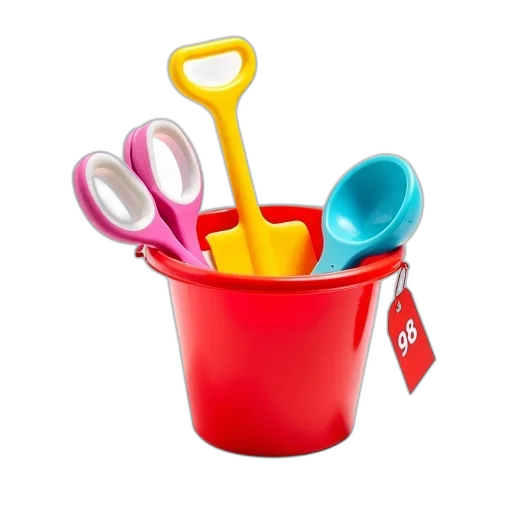 3d render, colorful, set, children, plastic, toys, including, red transparent PNG cut-out